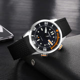 Automatic Dive Watch Black Silicone Strap Sapphire Glass