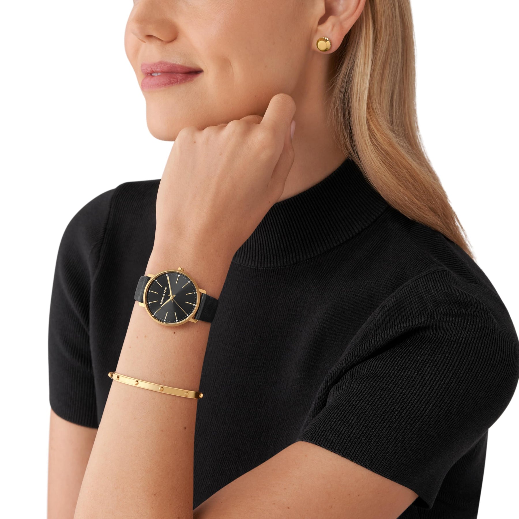 Pyper Black Leather Watch Gift Set