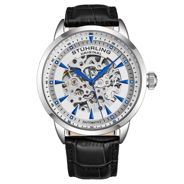 Skeleton Automatic Leather Dress Watch