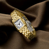 Vintage Rectangular Roman Dial Watch Gold Bracelet